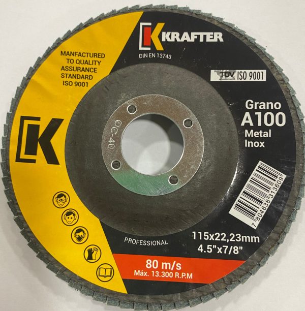 DISCO FLAP KRAFTER  GRANO A100 METAL INOX - Imagen 2